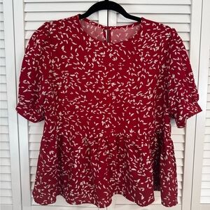 Red Peplum Top Blouse